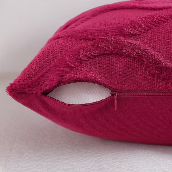 Decorative Pillow Covers 2pc Soft Accent Couch Boho Farmhouse Cottage Decor Red - Picture 7 of 12